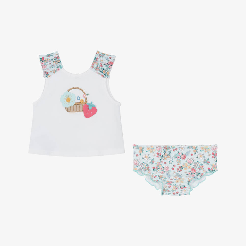 Mayoral Newborn-Baby Girls White & Green Beach Set | Childrensalon