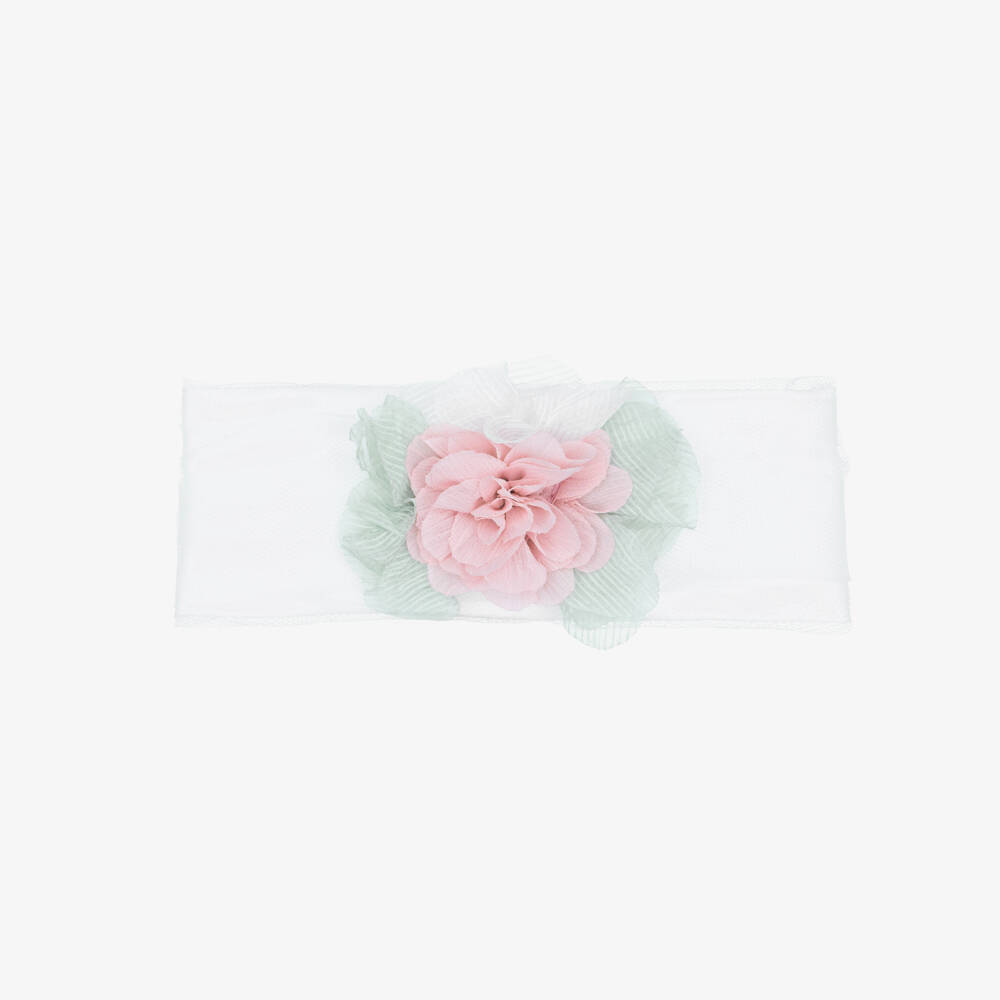 Mayoral Для новорожденных-Baby Girls White Headband with Flower Appliqué | Childrensalon