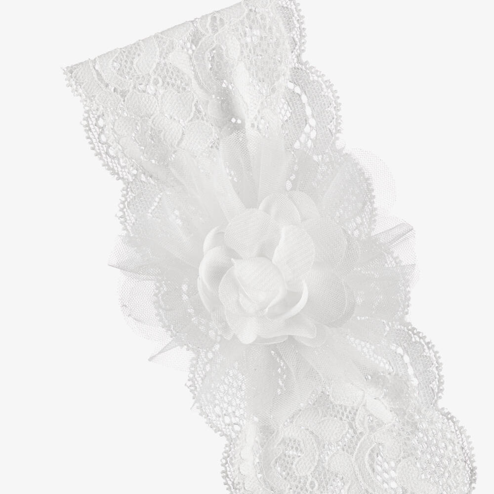 Mayoral Для новорожденных-Baby Girls White Socks & Lace Headband Set | Childrensalon