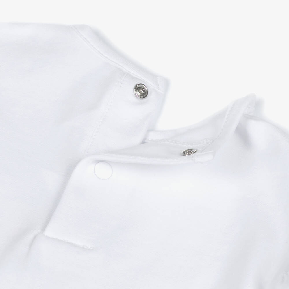 Mayoral Newborn-Baby Girls White Top & Blue Cotton Shorts with Floral Print | Childrensalon