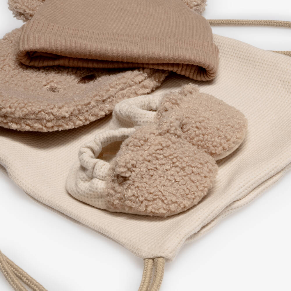 Mayoral Newborn-Baby Ivory & Beige Cotton Blanket Gift Set | Childrensalon