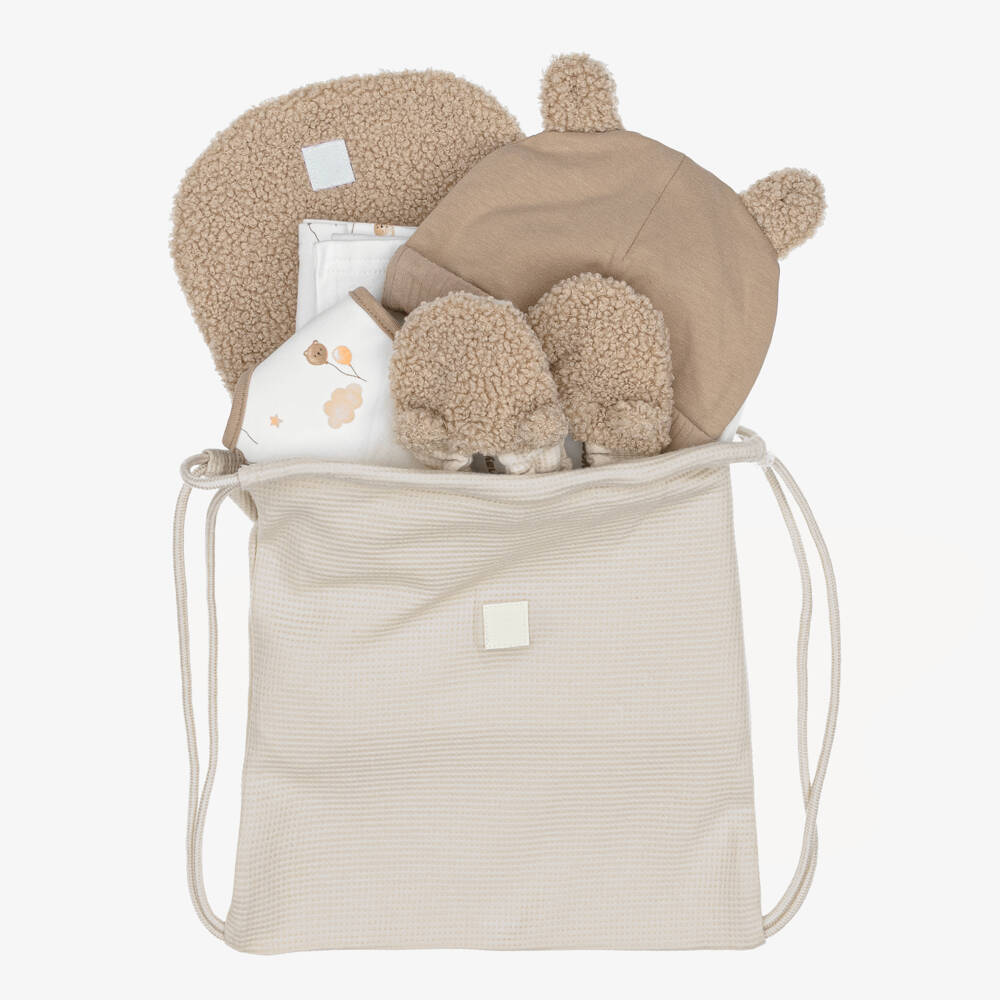Mayoral Newborn-Baby Ivory & Beige Cotton Blanket Gift Set | Childrensalon