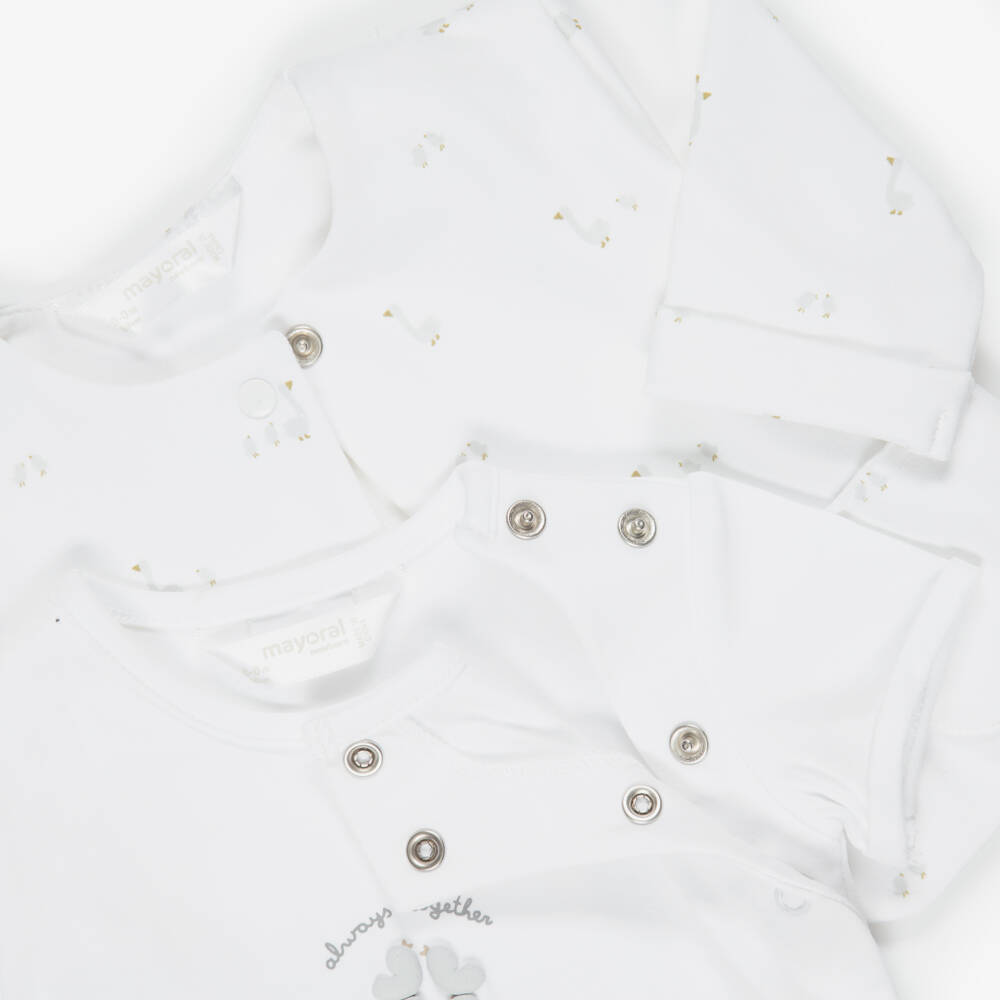 Mayoral Newborn-طقم بنطلون بطبعة بط لون عاجي ورمادي للأطفال الرضع | Childrensalon