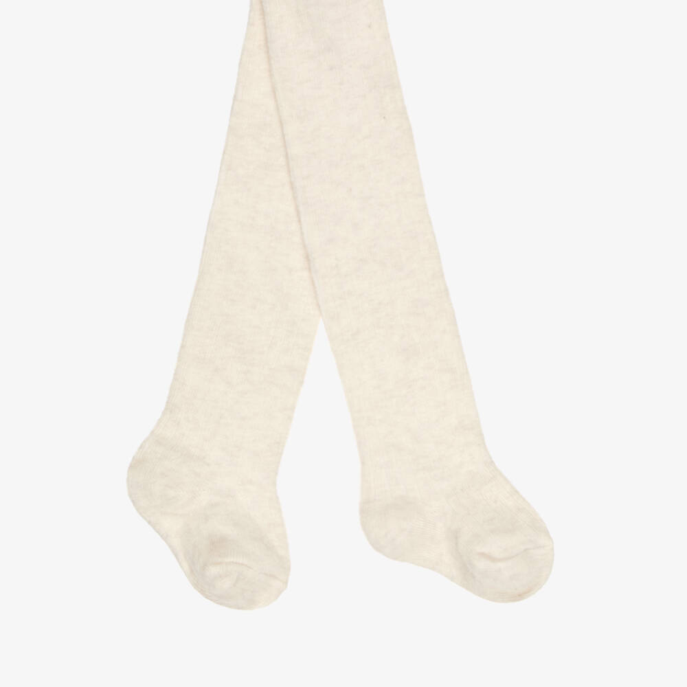 Mayoral Newborn-Baby Ivory Ribbed Tights | Childrensalon