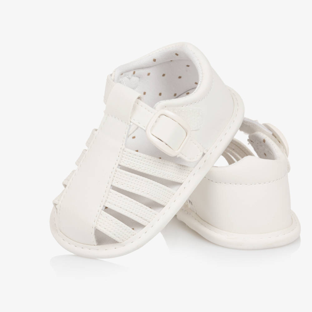 Mayoral Newborn-Baby White Faux Leather Pre-Walker Sandals | Childrensalon