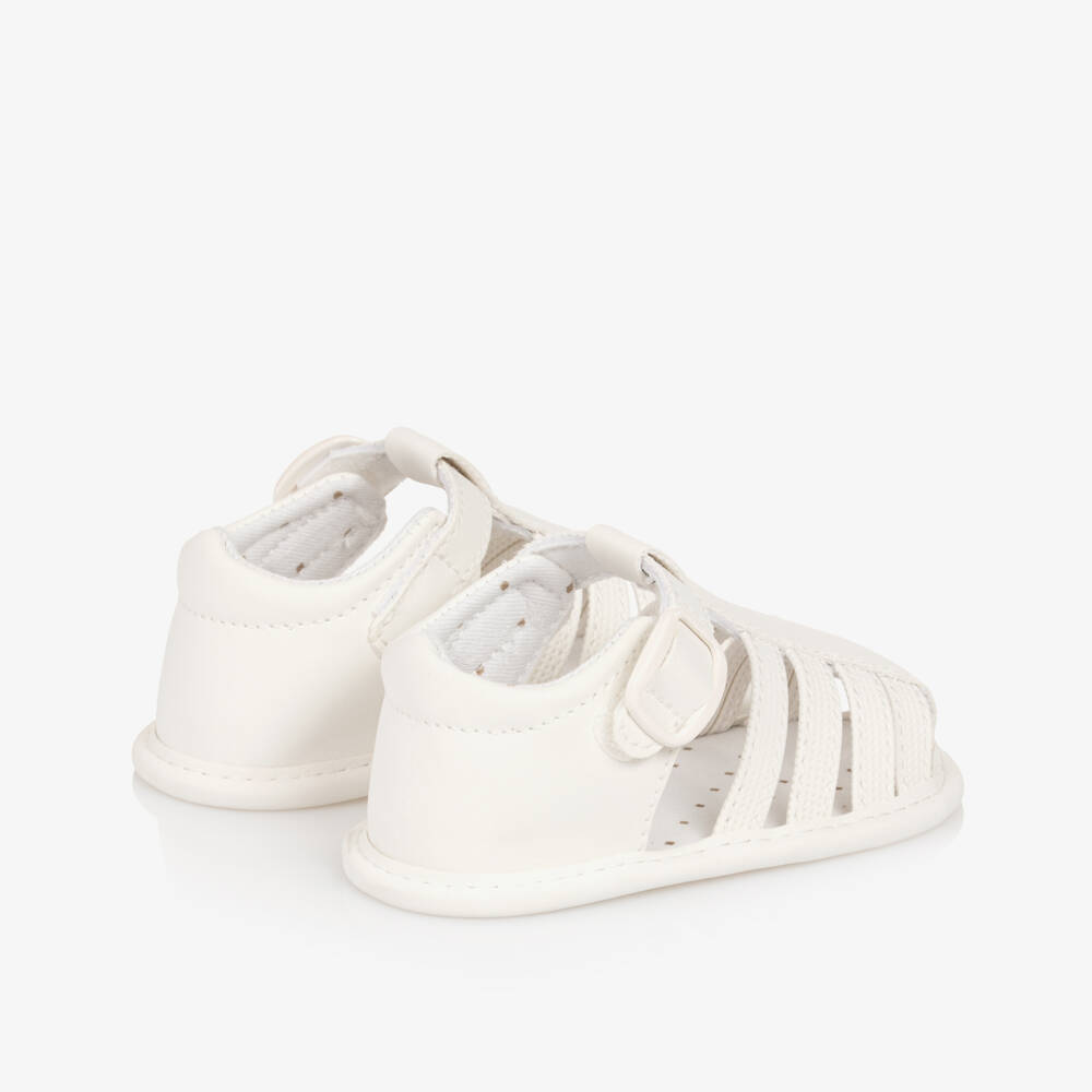 Mayoral Newborn-Baby White Faux Leather Pre-Walker Sandals | Childrensalon