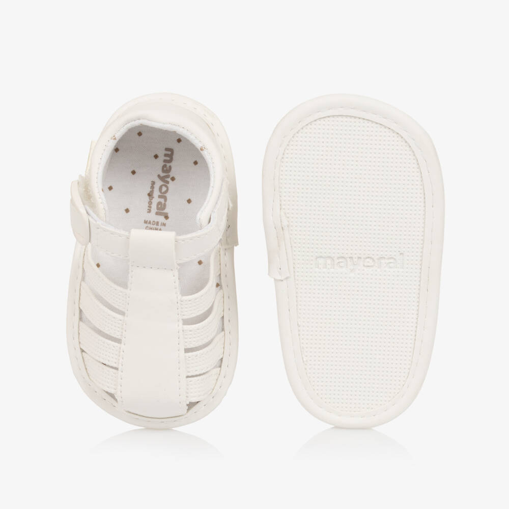 Mayoral Newborn-Baby White Faux Leather Pre-Walker Sandals | Childrensalon