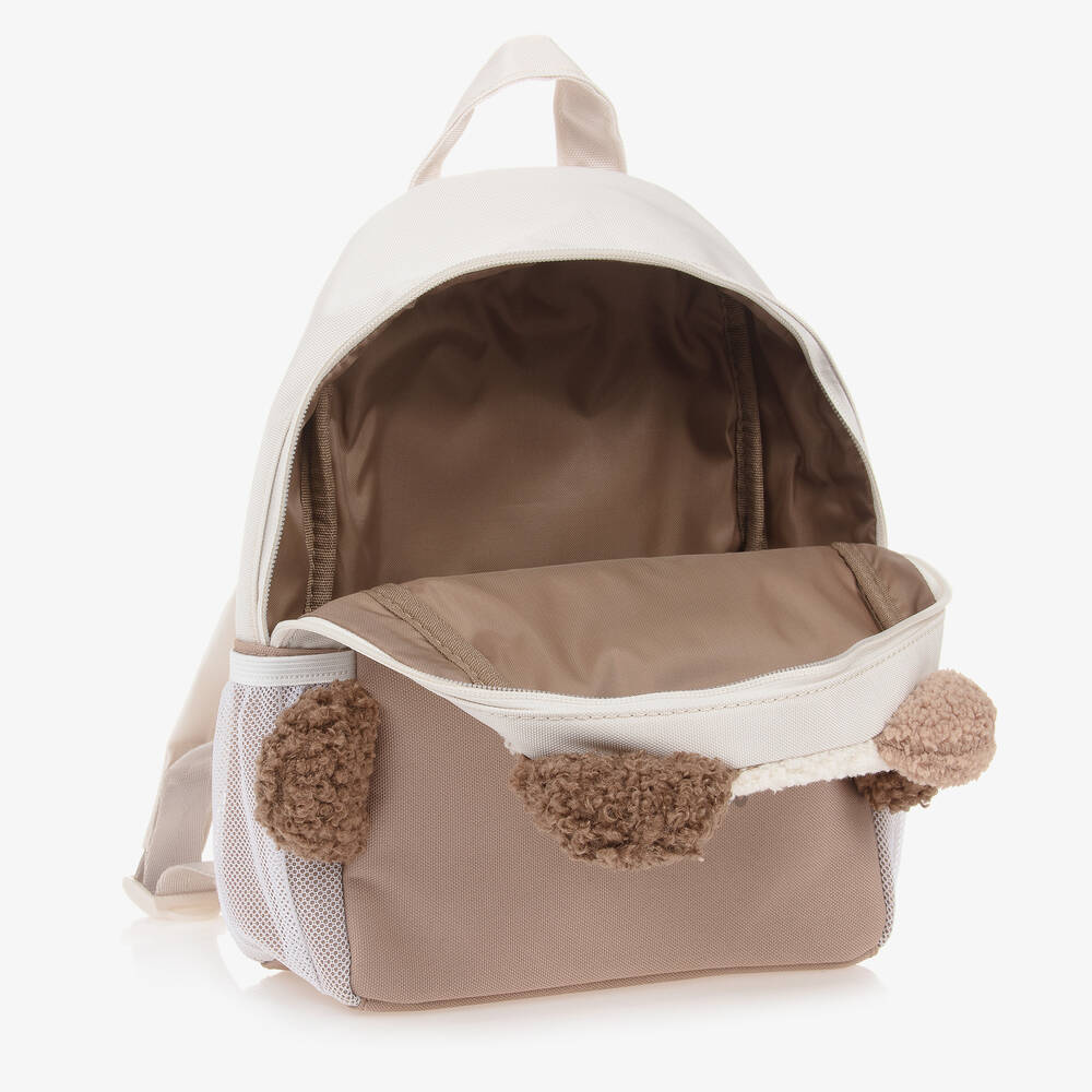 Mayoral-Beige Bouclé Teddy Bear Backpack (25cm) | Childrensalon