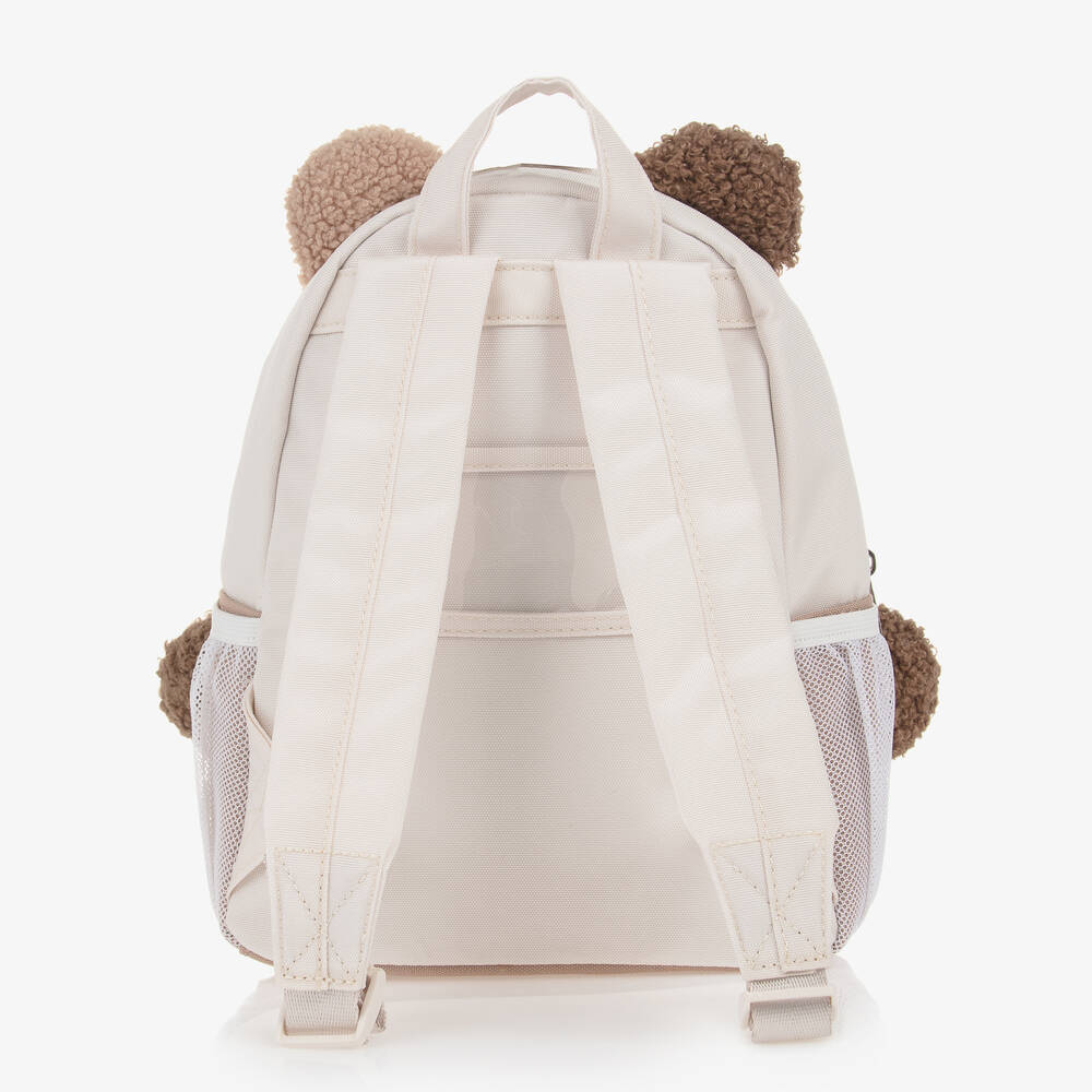 Mayoral-Beige Bouclé Teddy Bear Backpack (25cm) | Childrensalon