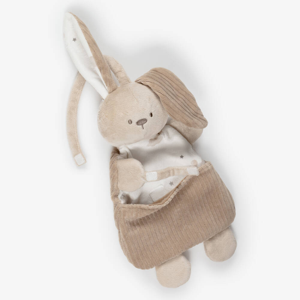 Mayoral Newborn-Beige Bunny Comforter & Dummy Holder (36cm) | Childrensalon