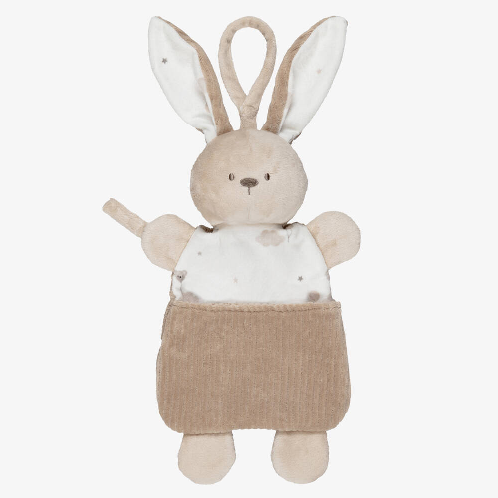 Mayoral Newborn-Beige Bunny Comforter & Dummy Holder (36cm) | Childrensalon