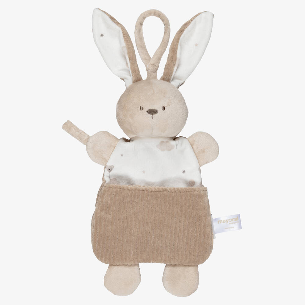 Mayoral Newborn-Beige Bunny Comforter & Dummy Holder (36cm) | Childrensalon