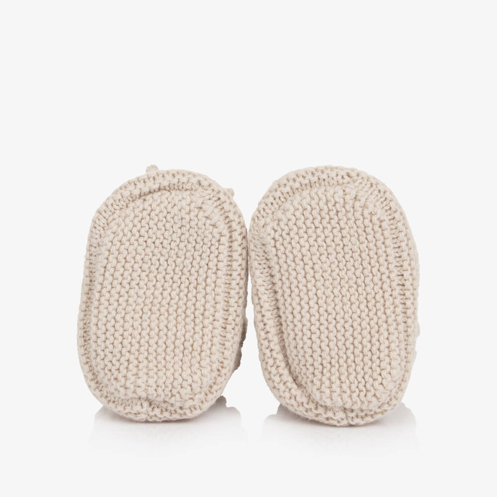 Mayoral Newborn-Beige Cotton Knitted Booties | Childrensalon