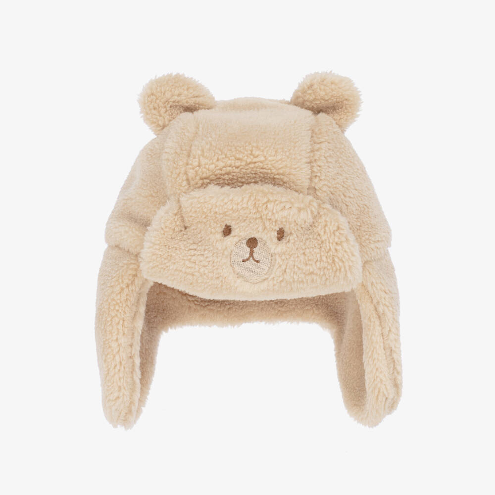 Mayoral-Beige Faux Fur Bear Hat & Mittens Set | Childrensalon
