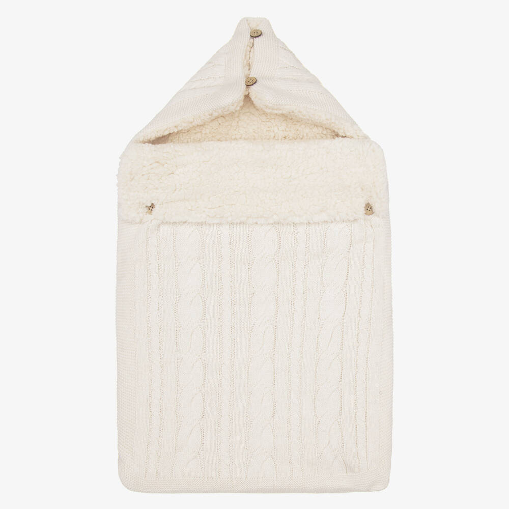 Mayoral Newborn-Beige Faux Fur Lined Knitted Nest | Childrensalon