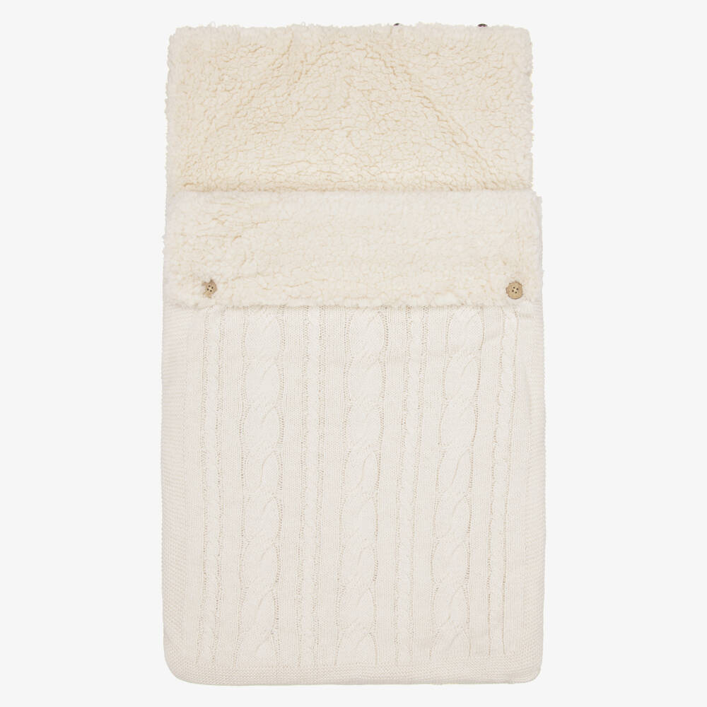 Mayoral Newborn-Beige Faux Fur Lined Knitted Nest | Childrensalon