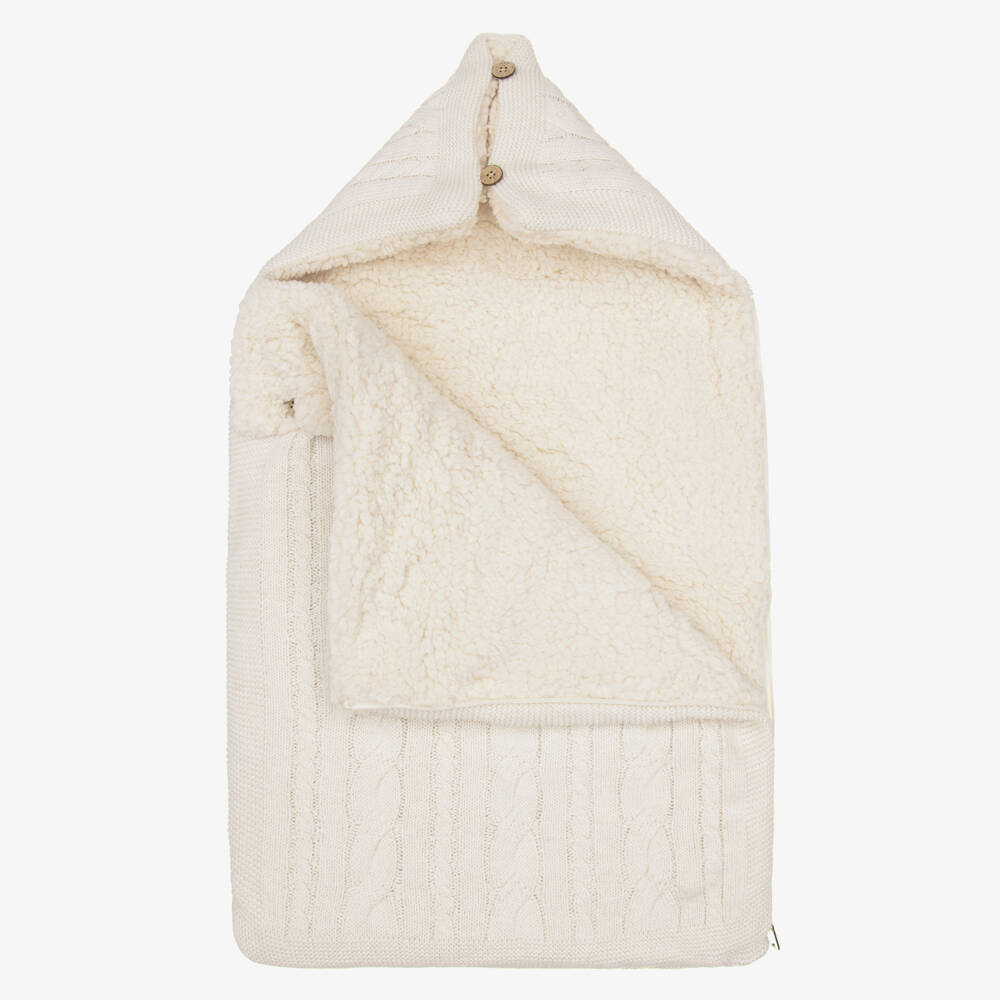 Mayoral Newborn-Beige Faux Fur Lined Knitted Nest | Childrensalon