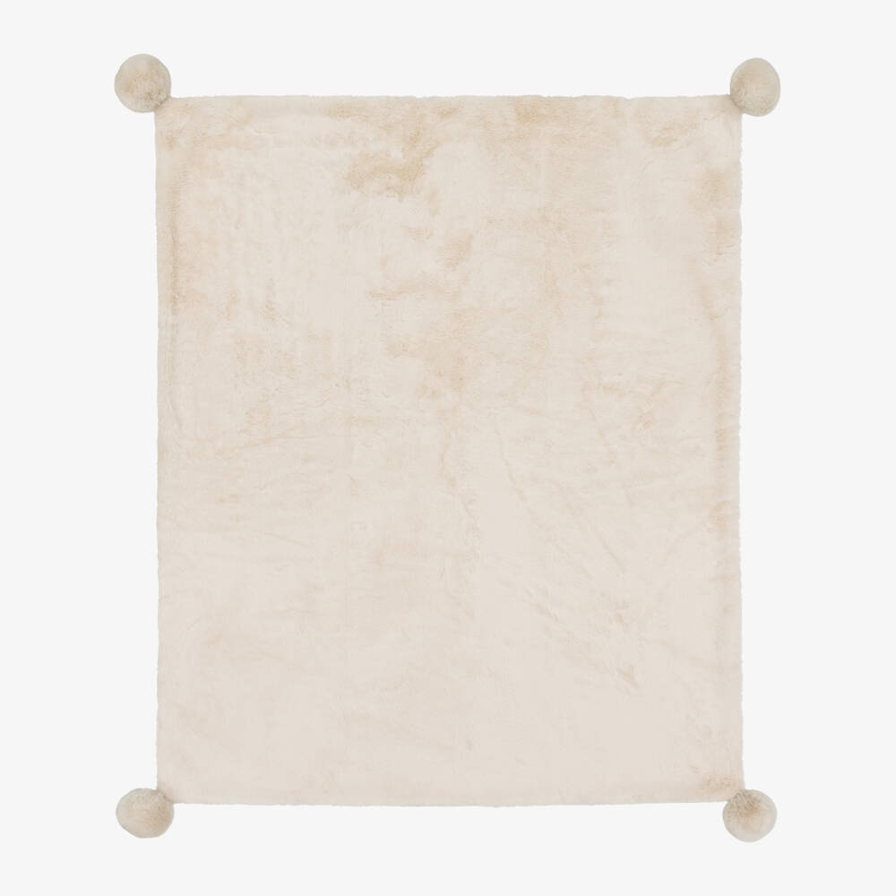 Mayoral Newborn-Beige Faux Fur & Velour Baby Blanket (100cm) | Childrensalon
