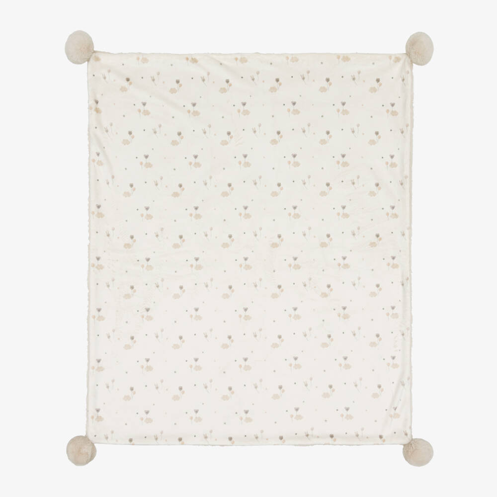 Mayoral Newborn-Beige Faux Fur & Velour Baby Blanket (100cm) | Childrensalon