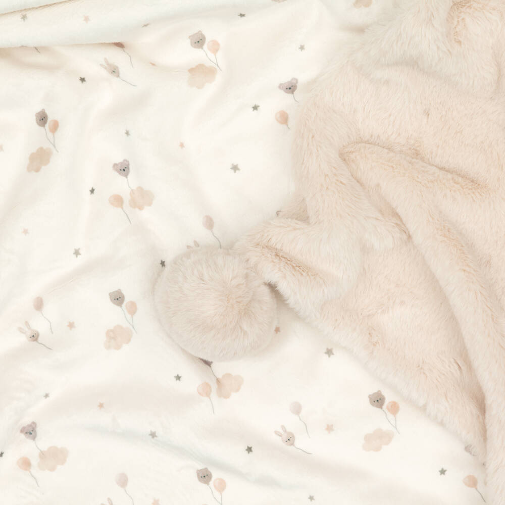 Mayoral Newborn-Beige Faux Fur & Velour Baby Blanket (100cm) | Childrensalon
