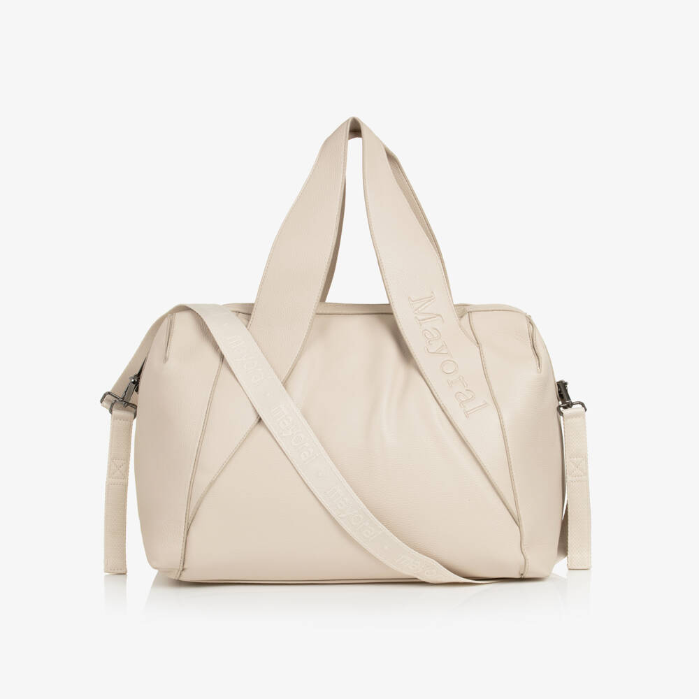 Mayoral Newborn-Beige Faux Leather Baby Changing Bag (43cm) | Childrensalon