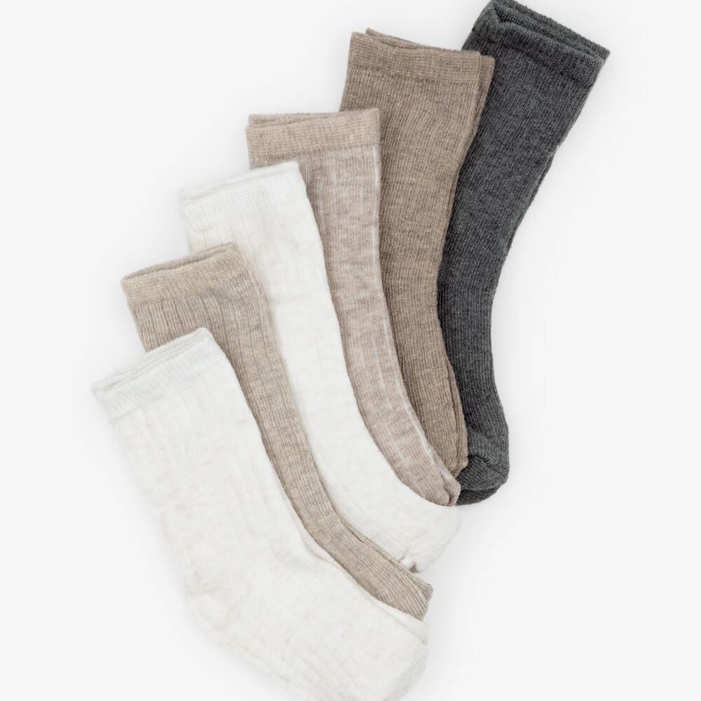 Mayoral Newborn-Beige & Ivory Ankle Socks for Baby (6 Pack) | Childrensalon