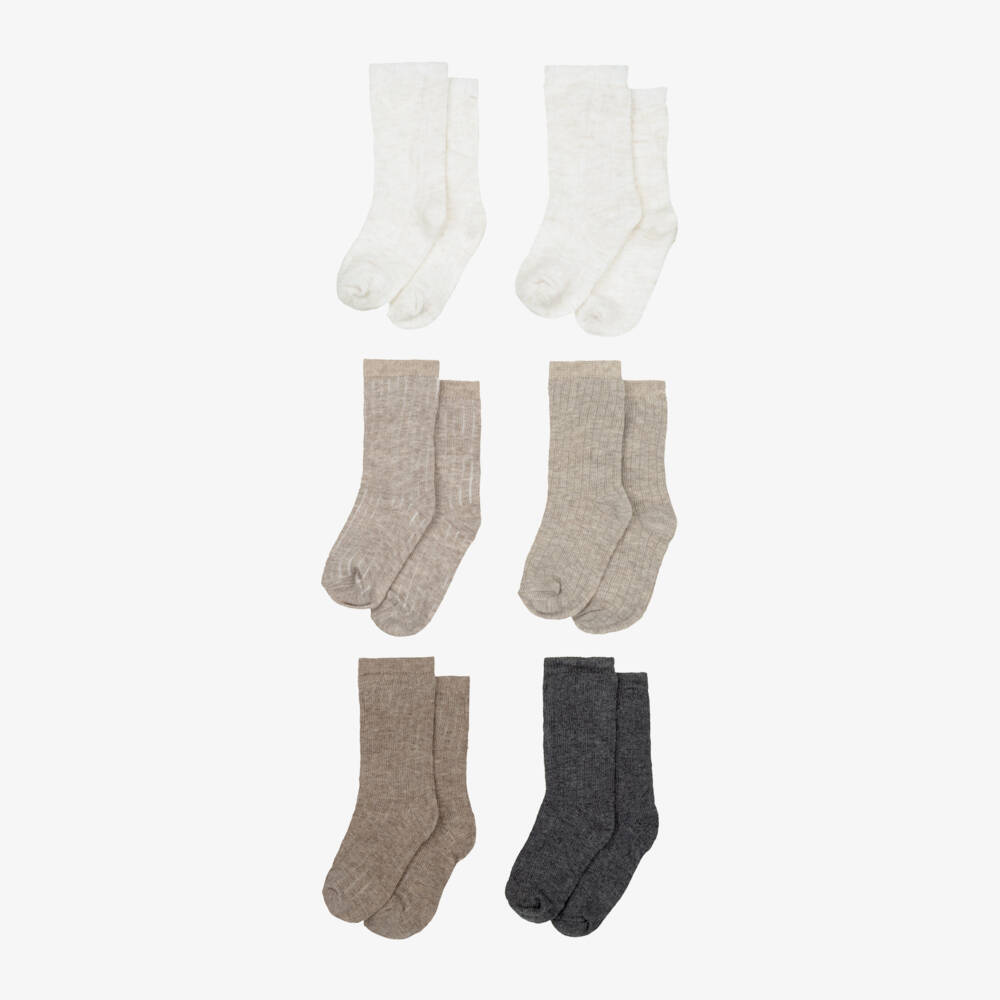 Mayoral Newborn-Beige & Ivory Ankle Socks for Baby (6 Pack) | Childrensalon