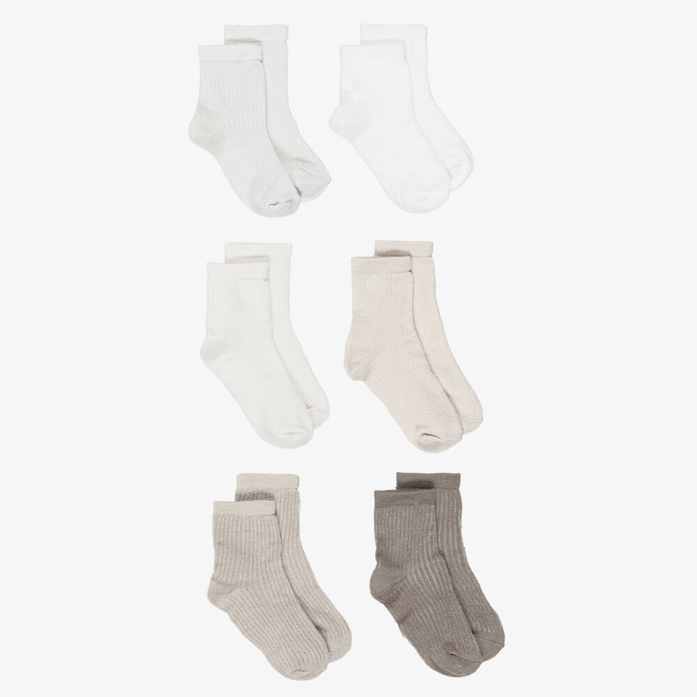 Mayoral Newborn-Beige & Ivory Baby Socks (6 Pack) | Childrensalon