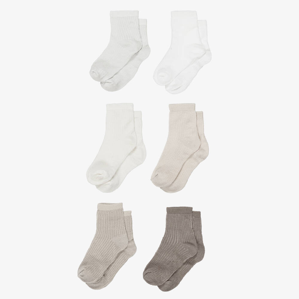 Mayoral Newborn-Beige & Ivory Baby Socks (6 Pack) | Childrensalon