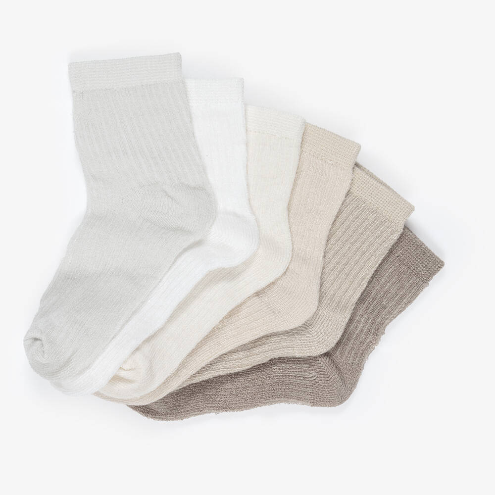 Mayoral Newborn-Beige & Ivory Baby Socks (6 Pack) | Childrensalon