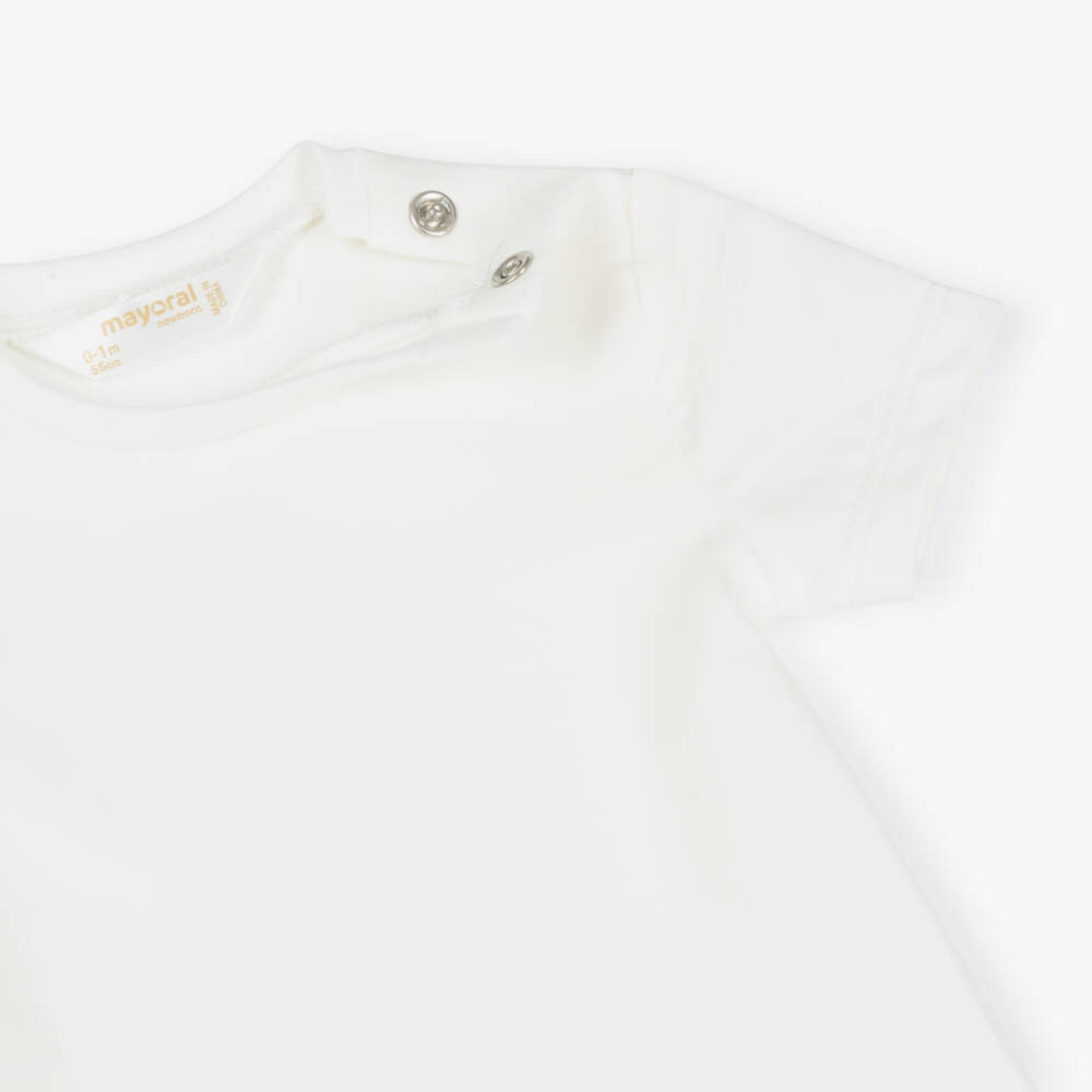 Mayoral Newborn-طقم دنغري بطبعة دب تيدي لون عاجي وبيج | Childrensalon