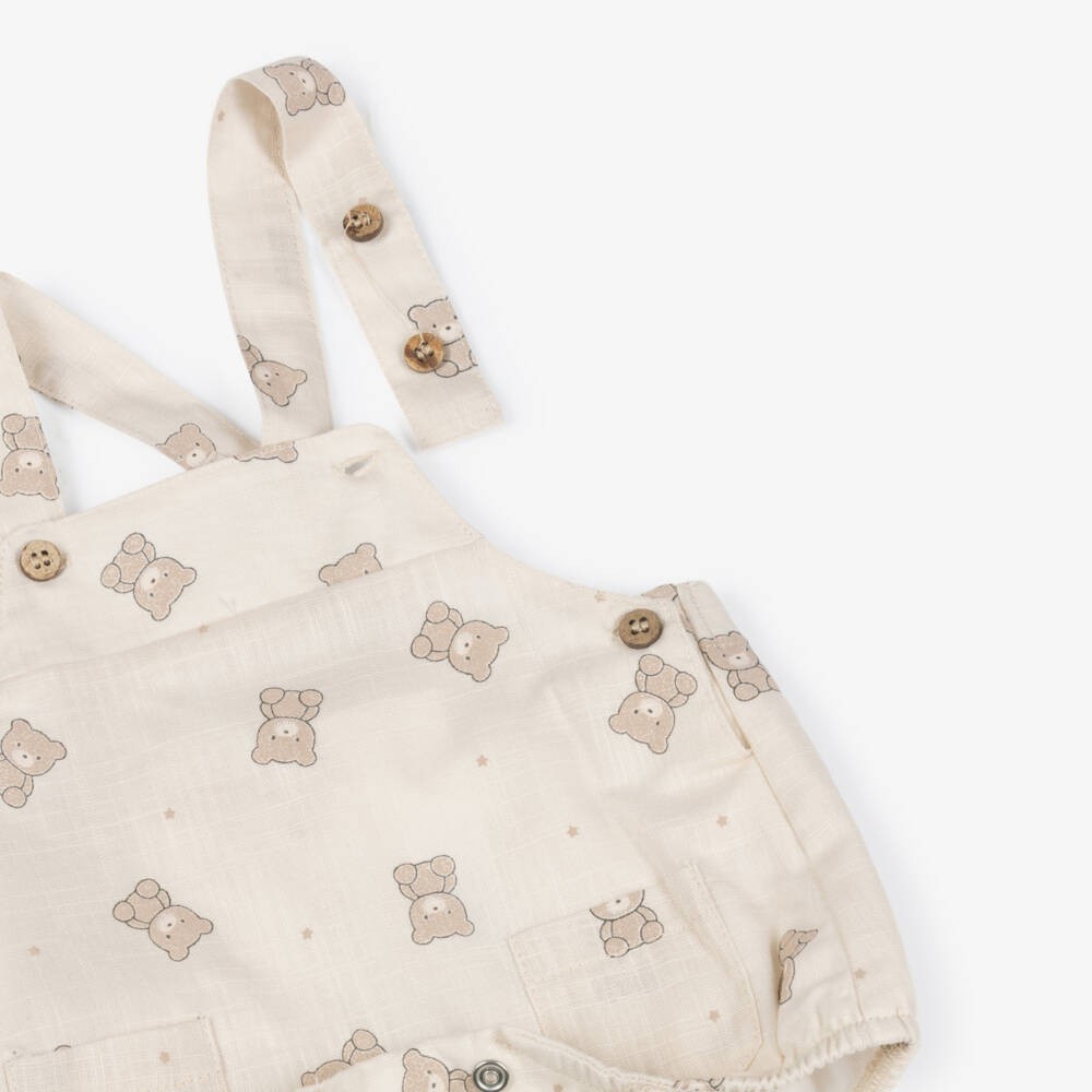 Mayoral Newborn-طقم دنغري بطبعة دب تيدي لون عاجي وبيج | Childrensalon