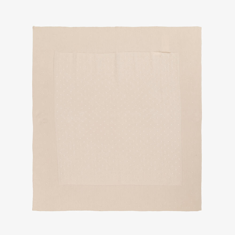 Mayoral Newborn-Beige Knitted Cotton Blanket (89cm) | Childrensalon