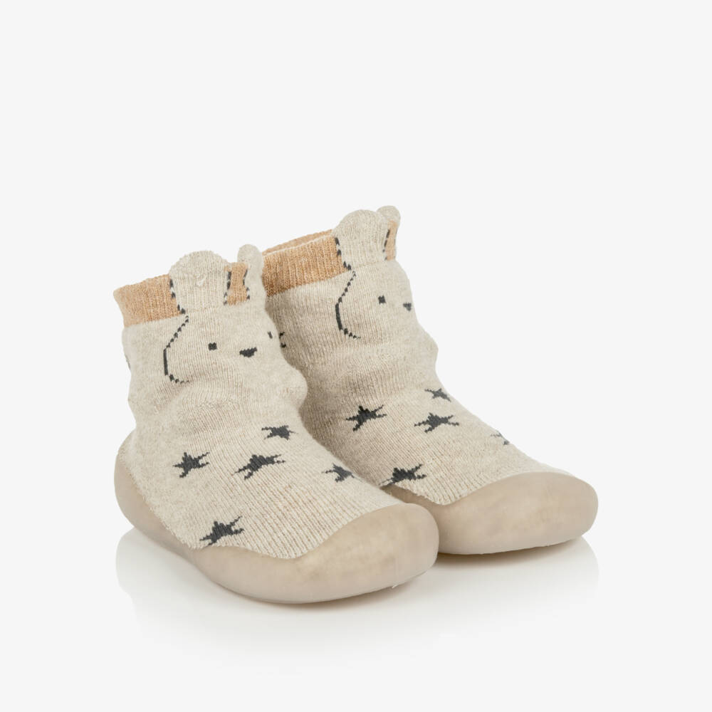 Mayoral Для новорожденных-Beige Non-Slip Baby Slipper Socks | Childrensalon