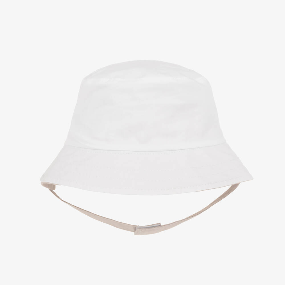 Mayoral Newborn-Beige Reversible Cotton Baby Hat | Childrensalon