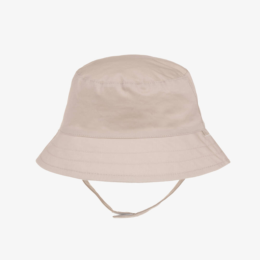 Mayoral Newborn-Beige Reversible Cotton Baby Hat | Childrensalon