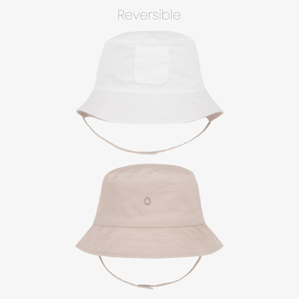 Mayoral Newborn-Beige Reversible Cotton Baby Hat | Childrensalon
