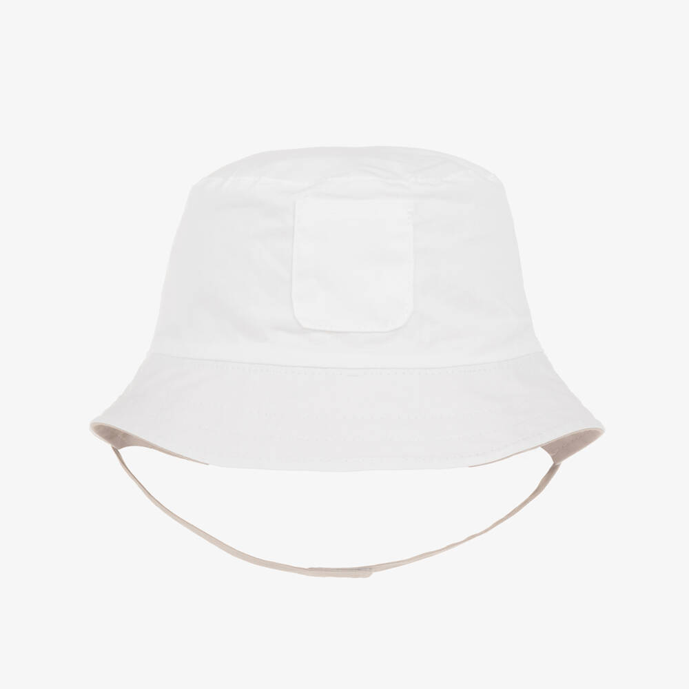 Mayoral Newborn-Beige Reversible Cotton Baby Hat | Childrensalon