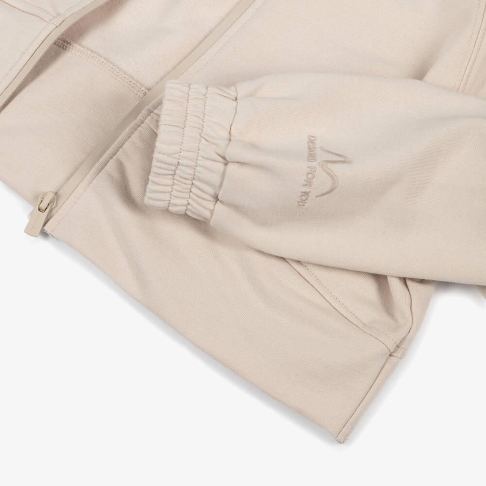 Mayoral-Beige Zip-Up Hoodie for Girls | Childrensalon