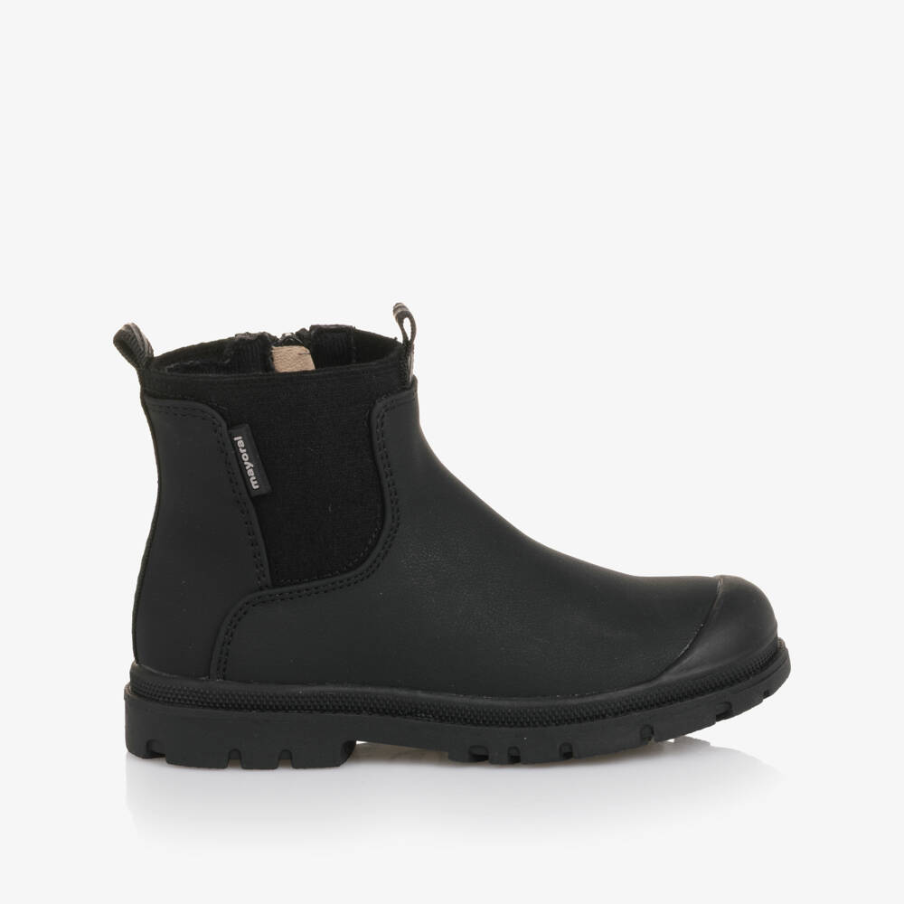 Mayoral-Black Faux Leather Chelsea Boots | Childrensalon