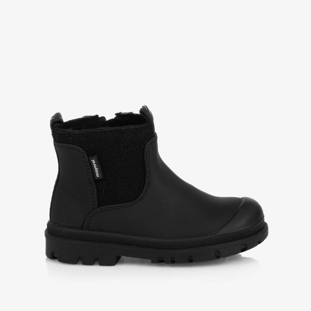 Mayoral-Black Faux Leather Chelsea Boots for Toddler Boys | Childrensalon