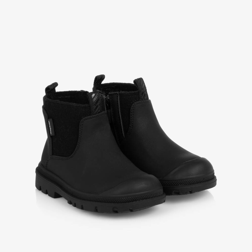 Mayoral-Black Faux Leather Chelsea Boots for Toddler Boys | Childrensalon
