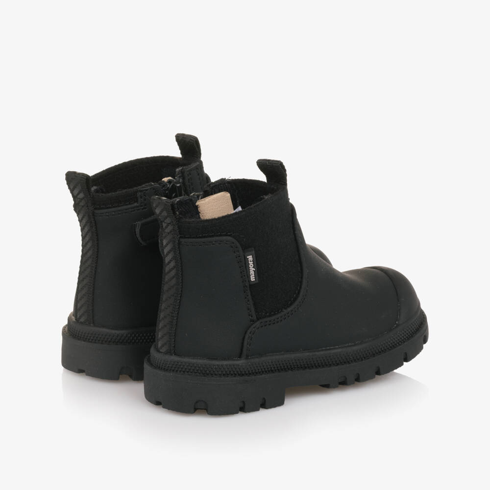 Mayoral-Black Faux Leather Chelsea Boots with Side Zip | Childrensalon