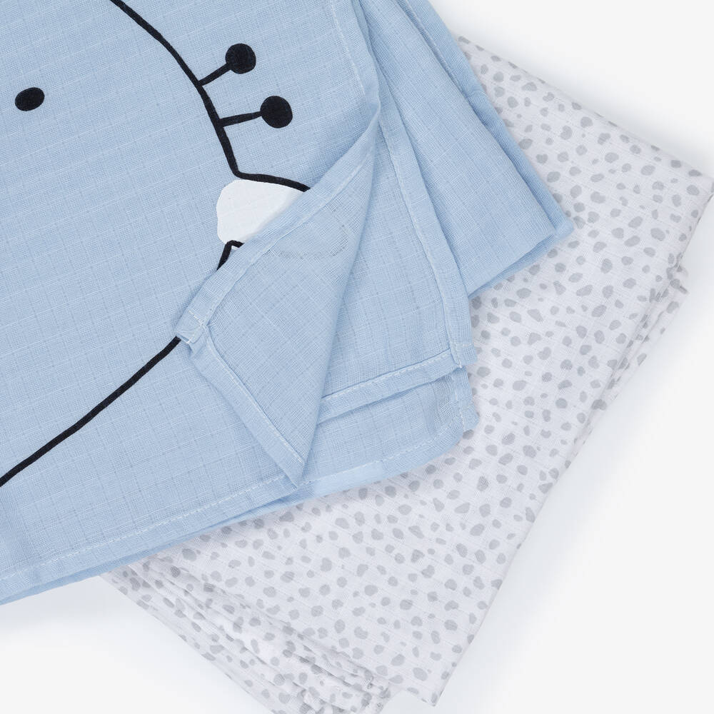Mayoral-Blue Cotton Baby Milestone Swaddles (2 Pack) | Childrensalon