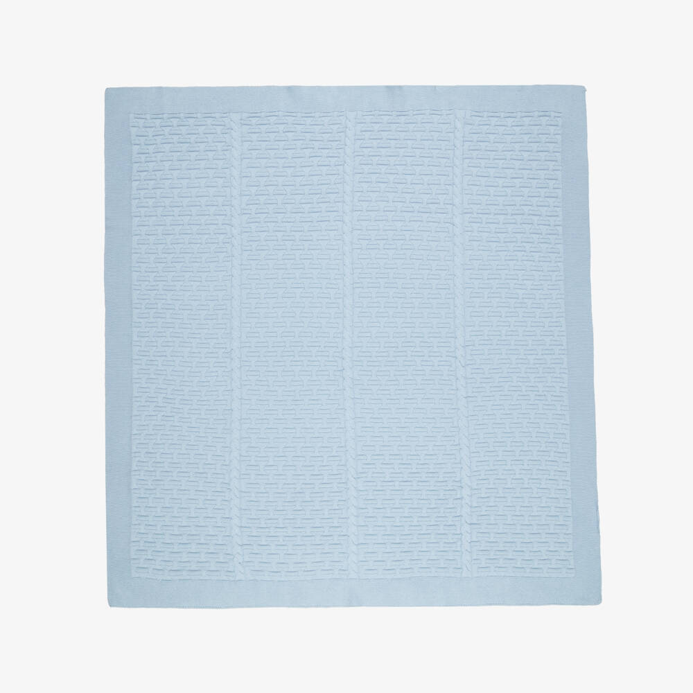 Mayoral Newborn-Blue Cotton Blanket with Textured Knit Pattern (90cm) | Childrensalon