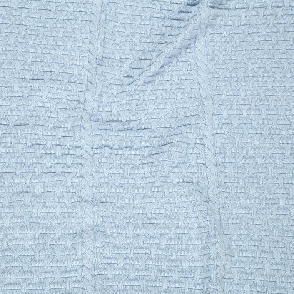 Mayoral Newborn-Blue Cotton Blanket with Textured Knit Pattern (90cm) | Childrensalon