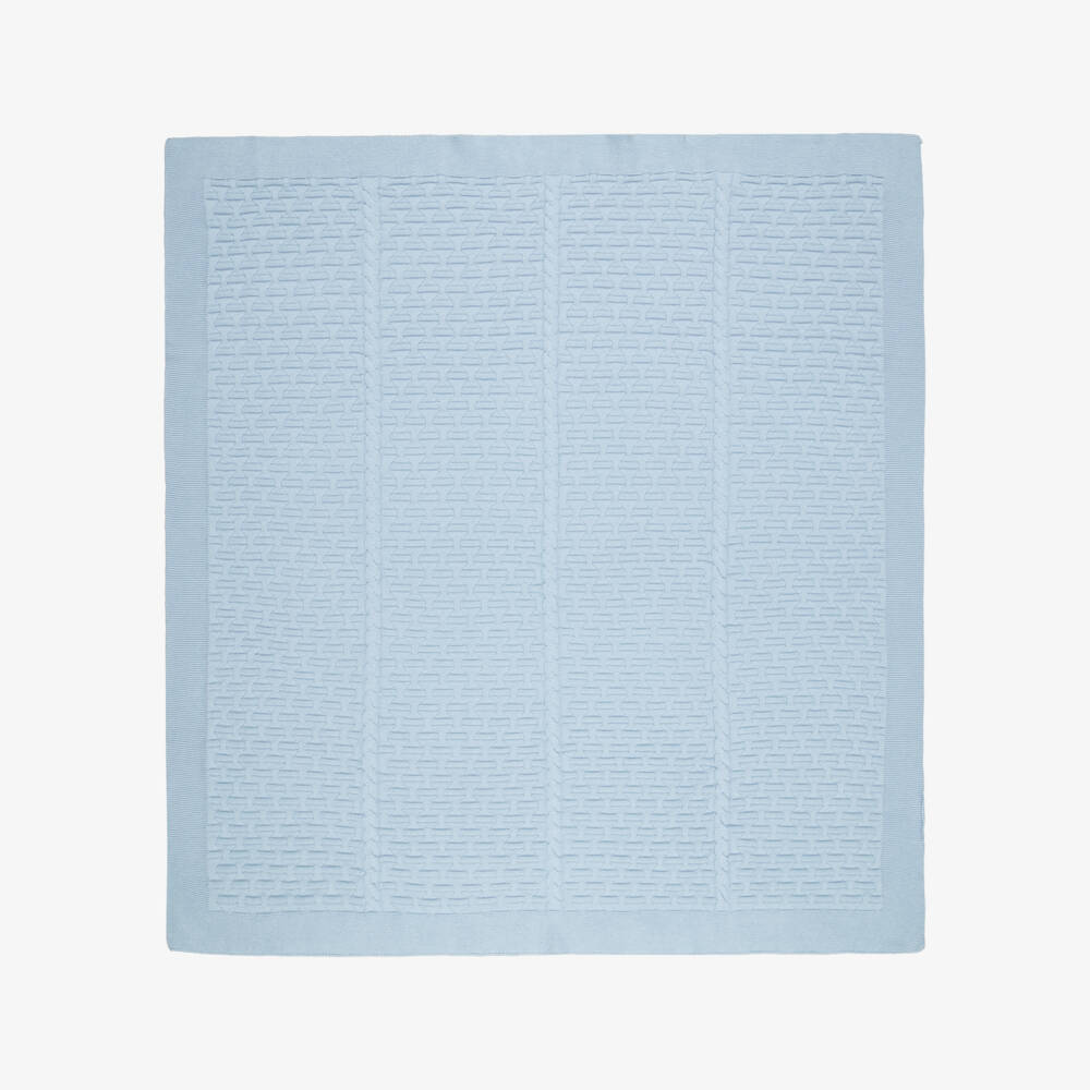 Mayoral Newborn-Blue Cotton Blanket with Textured Knit Pattern (90cm) | Childrensalon