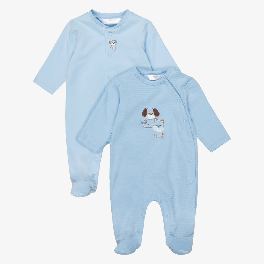 Mayoral Newborn-أفارول بيبي غرو قطن لون أزرق (عدد 2) | Childrensalon