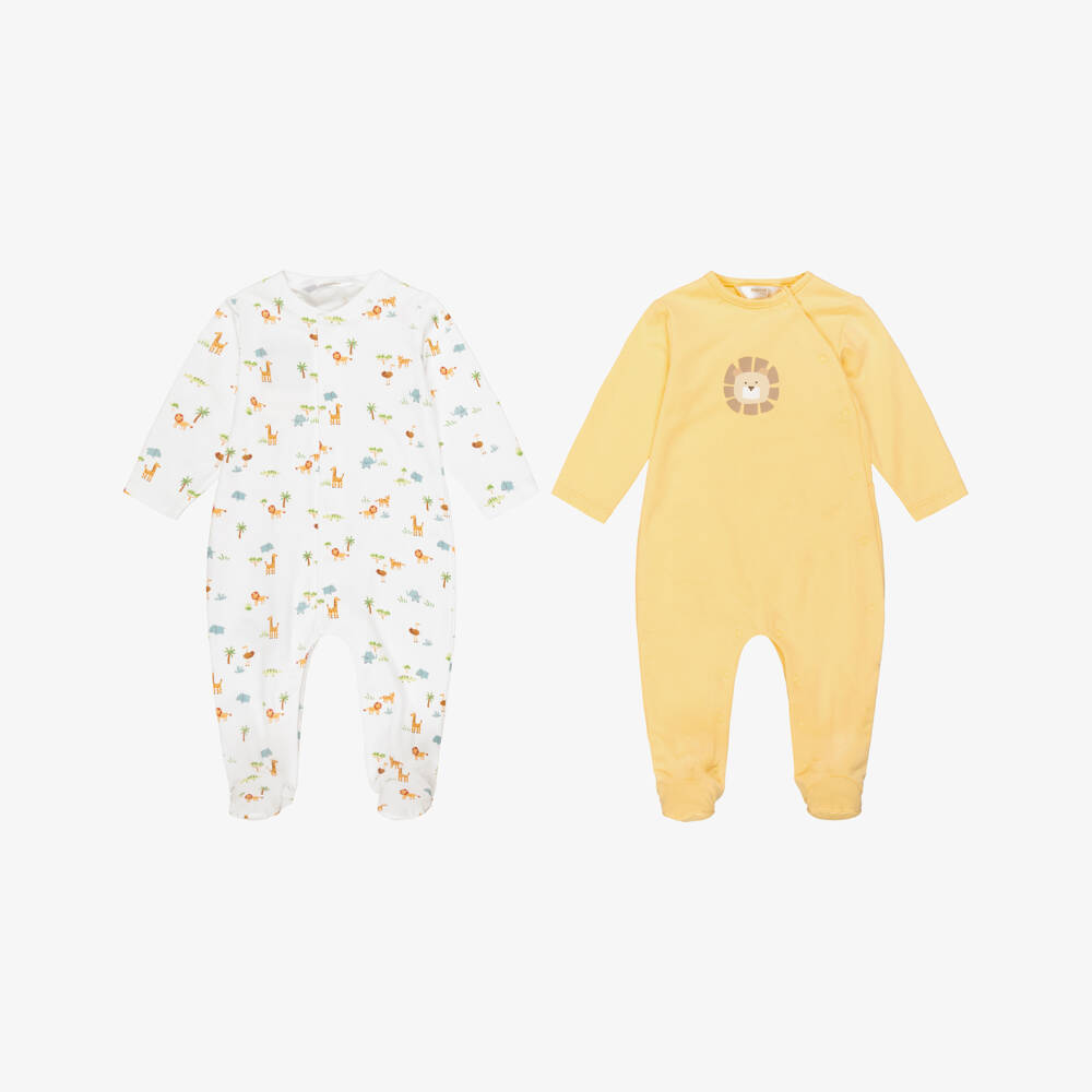 Mayoral Newborn-Blue Cotton Puppy Themed Babygrows (2 Pack) | Childrensalon