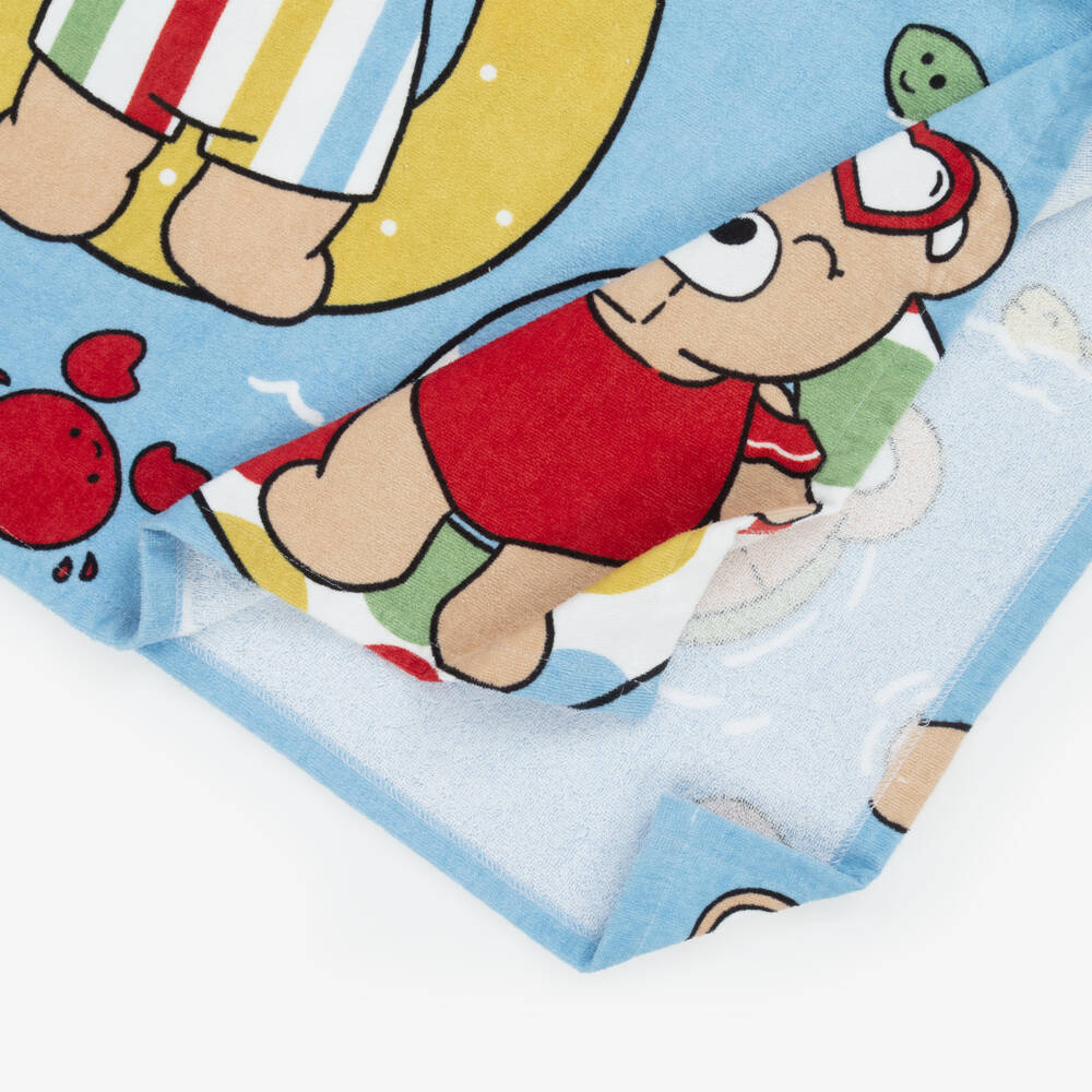 Mayoral Newborn-Blue Cotton Teddy Baby Poncho Towel | Childrensalon
